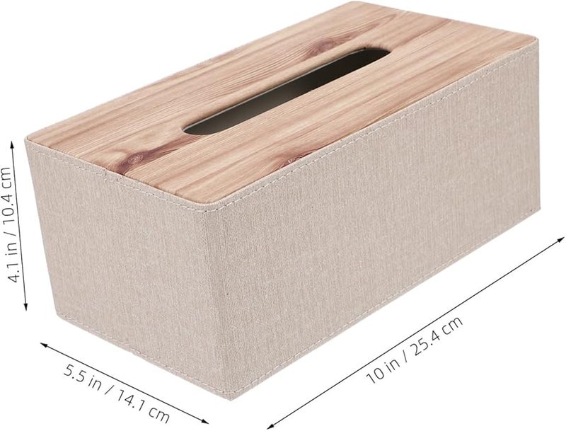 غطاء صندوق المناديل البيج حامل مستطيل أنيق للحمام وخزانة الملابس وغرفة المعيشة - Image 2